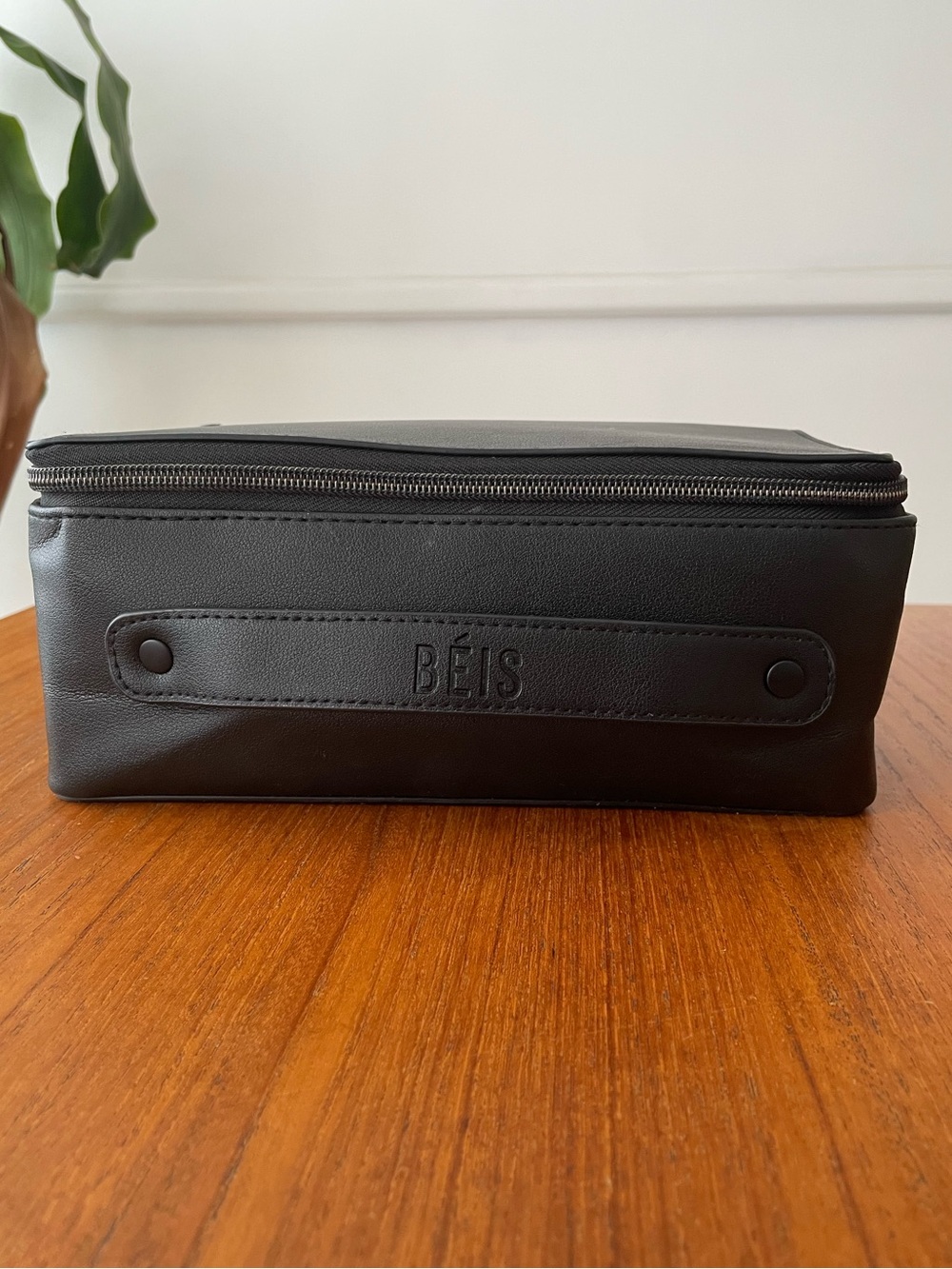 BEIS Black Faux Leather Cosmetic Case w/ Brush Holder Insert